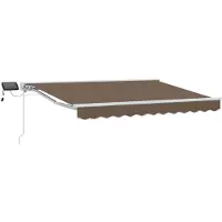 vidaXL Handbediende luifel met LED's Taupe 4 × 3 m
