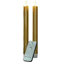 Novaliv LED-kaarsen met timer, goud, 2-pack voor binnen met 6-uurs timer - ECHTE WAS 23 cm hoogte voor kaarsen 2,2 cm diameter 2 AAA-batterijen vereist LED-kaarsen, flikkerende vlam, bewegende vlam