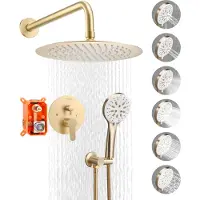Vevor Douchekraan Regendouchesysteem voor Badkamer Douchesysteem met 254 mm Ronde Regendouchekop &amp; Handdouche