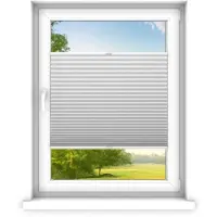 Time4blinds - Plisségordijn zonder boren op maat gemaakt - Vouwgordijn - Plisségordijn privacy en zonwering - Eenvoudige installatie - Kant-en-klaar plisségordijn - 110x130 cm - Zilver