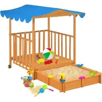 vidaXL Kinderspeelhuis met zandbak UV50 vurenhout blauw
