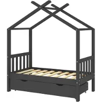 vidaXL Kinderbedframe met lade grenenhout donkergrijs 70x140 cm