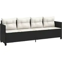 vidaXL Ligbed met kussens poly rattan zwart