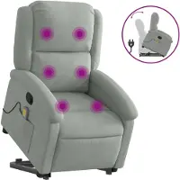 vidaXL Sta-op-massagestoel verstelbaar fluweel lichtgrijs