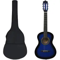 vidaXL 8-delige Gitaarset klassiek beginner 1/2 34" blauw