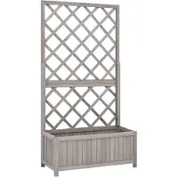 vidaXL Latwerkplantenbak 70x30x135 cm massief vurenhout grijs
