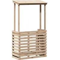 vidaXL Tuinbartafel met dak 112,5x57x195,5 cm massief hout