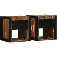 vidaXL Nachtkastjes 2st 40x35x40cm massief gerecycled hout meerkleurig