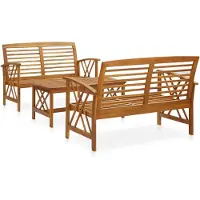 vidaXL 3-delige Loungeset massief acaciahout
