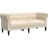 vidaXL Tweezitsbank Chesterfield-stijl linnen