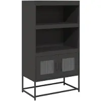 vidaXL Hoge kast 68x39x123 cm staal zwart