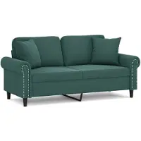 vidaXL Tweezitsbank met sierkussens 140 cm fluweel donkergroen