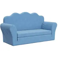 vidaXL Kinderslaapbank 2-zits zacht pluche blauw