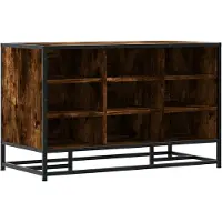vidaXL Schoenenbank 84x40x53,5 cm bewerkt hout en metaal gerookt eiken