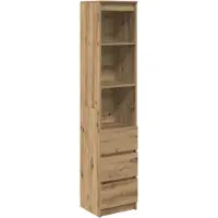 vidaXL Hoge kast 37,5x35x180 cm bewerkt hout artisanaal eikenkleur