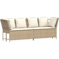 vidaXL Tuinbank met kussens poly rattan beige