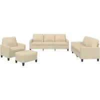 vidaXL 4-delige Loungeset met kussens stof crèmekleurig