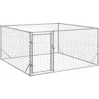 vidaXL Hondenhok voor buiten met deur 2x2x1 m gegalvaniseerd staal