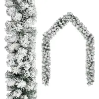 vidaXL Kerstslinger met sneeuw 5 m PVC groen