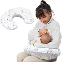 Totsy Baby Voedingskussen baby 130 cm C-vorm borstvoedingskussen Nursing Pillow – afneembare Minky hoes ergonomisch wasbaar pasgeboren zacht ademend – OEKO-TEX gecertificeerd Uilen Grijs B