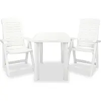 vidaXL 3-delige Bistroset kunststof wit