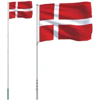 vidaXL Vlag met vlaggenmast Denemarken 5,5 m aluminium