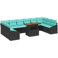 vidaXL Tuinbank Set 11 st 10-Aantal zitplaatsen Zwart en Teal
