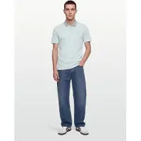 BOSS Heren Katoenen piqué polo met turquoise logoprint (L), Casual, Korte mouwen 50507814