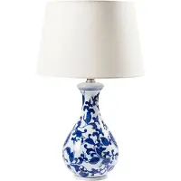 Beliani CARMEN - Tafellamp - Wit/Blauw - Porselein/Linnen