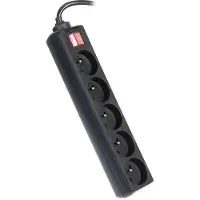 PremiumCord verlengkabel, 230V, 3 meter, 5 stopcontacten + schakelaar, zwart (ppa5k-03bk)