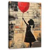 WALLARENA - Canvas schilderij - 60x40 cm - abstracte kunst van Banksy met een meisje voor de slaapkamer