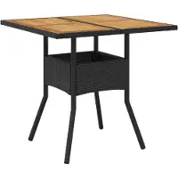 vidaXL Tuintafel met acaciahouten blad 80x80x75 cm poly rattan zwart