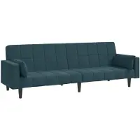 vidaXL Slaapbank 2-zits met 2 kussens fluweel blauw