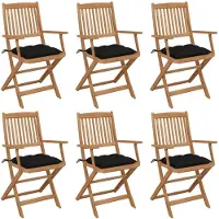 vidaXL Tuinstoelen 6 st inklapbaar met kussens massief acaciahout