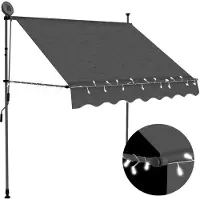 vidaXL Uitschuifbare zonnescherm, handbediend met LED-verlichting, 200 cm, antraciet