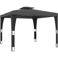 vidaXL Prieel met dubbel dak 2,98x2,98 m staal antracietkleurig