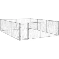 vidaXL Hondenhok voor buiten met deur 3x4x1 m gegalvaniseerd staal