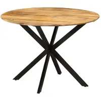 vidaXL Eettafel, diameter 110x78 cm, massief mangohout en staal