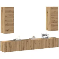 vidaXL 4-delig Tv-meubelset wandmontage bewerkt hout artisanaal eiken