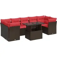 vidaXL 8-delige Loungeset met kussens poly rattan acacia bruin