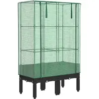 vidaXL Verhoogde tuinbed met kasopbouw, rattanlook, 80x40x140 cm