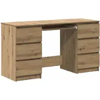 vidaXL Bureau 140x50x77 cm bewerkt hout artisanaal eikenkleur
