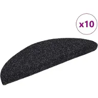 vidaXL Trapmatten Zelfklevend 10 stuks 56x17x3 cm Zwart Halfrond