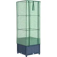 vidaXL Verhoogde tuinbed met kasopbouw, rattanlook, 40x40x139 cm