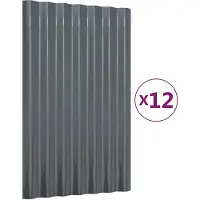 vidaXL Dakpanelen 12 st 60x36 cm gepoedercoat staal antracietkleurig