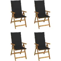 vidaXL Set van 4 verstelbare klapstoelen met kussens, gemaakt van massief acaciahout