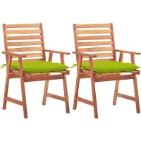 vidaXL Tuinstoelen, 2 stuks met kussens, massief acaciahout