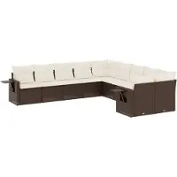 vidaXL 10-delige Loungeset met kussens poly rattan bruin