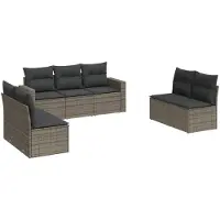 vidaXL 7-delige Loungeset met kussens poly rattan grijs