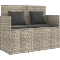 vidaXL Tuinbank met kussens poly rattan lichtgrijs